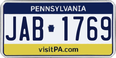 PA license plate JAB1769