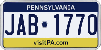 PA license plate JAB1770