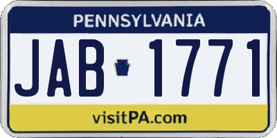 PA license plate JAB1771