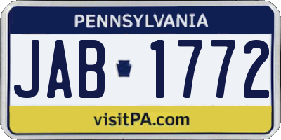 PA license plate JAB1772