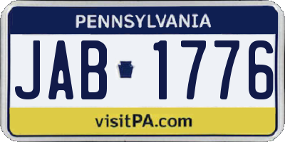 PA license plate JAB1776