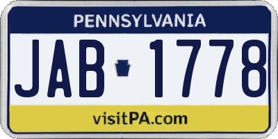 PA license plate JAB1778