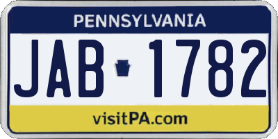 PA license plate JAB1782