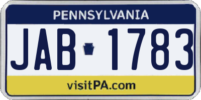 PA license plate JAB1783