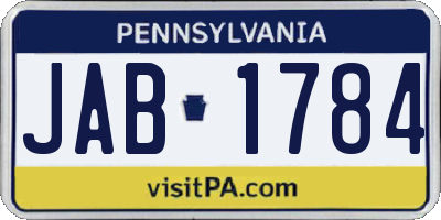 PA license plate JAB1784