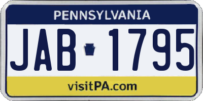 PA license plate JAB1795