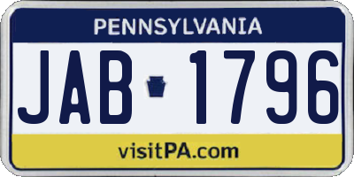 PA license plate JAB1796