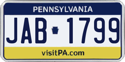 PA license plate JAB1799