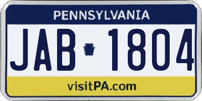 PA license plate JAB1804