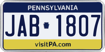 PA license plate JAB1807