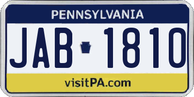 PA license plate JAB1810