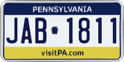 PA license plate JAB1811