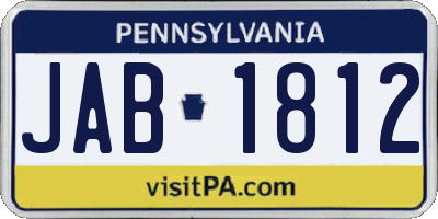 PA license plate JAB1812