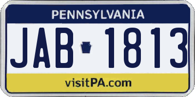 PA license plate JAB1813