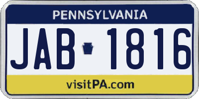 PA license plate JAB1816