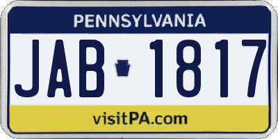 PA license plate JAB1817