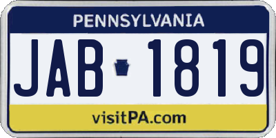 PA license plate JAB1819