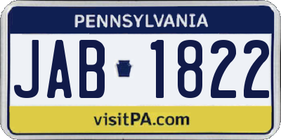 PA license plate JAB1822