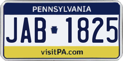 PA license plate JAB1825