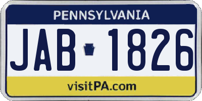 PA license plate JAB1826