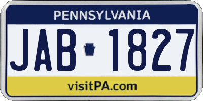 PA license plate JAB1827