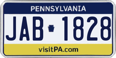 PA license plate JAB1828