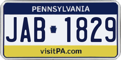 PA license plate JAB1829