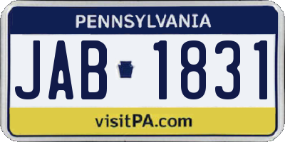 PA license plate JAB1831