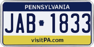 PA license plate JAB1833