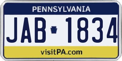 PA license plate JAB1834