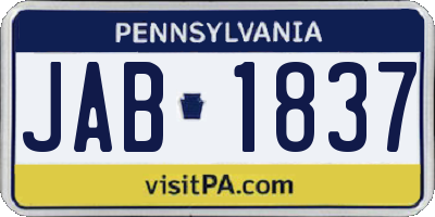 PA license plate JAB1837