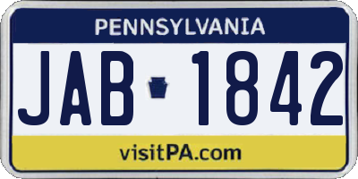 PA license plate JAB1842