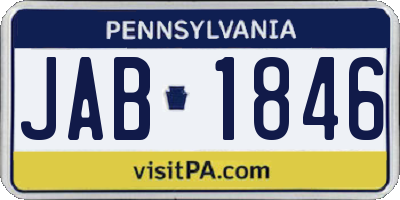 PA license plate JAB1846