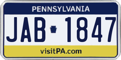 PA license plate JAB1847