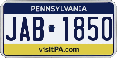 PA license plate JAB1850