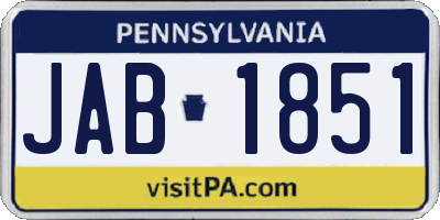 PA license plate JAB1851