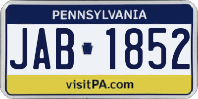 PA license plate JAB1852