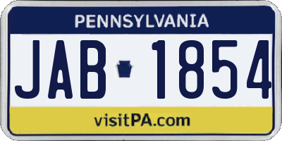 PA license plate JAB1854