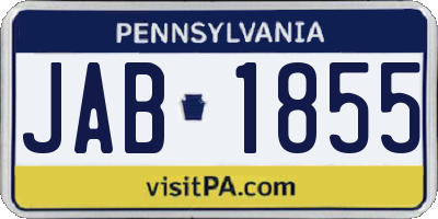 PA license plate JAB1855