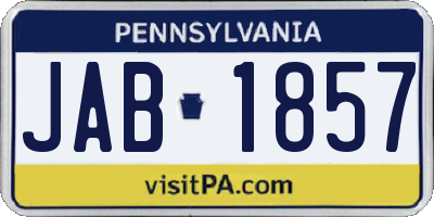 PA license plate JAB1857