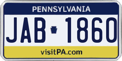 PA license plate JAB1860