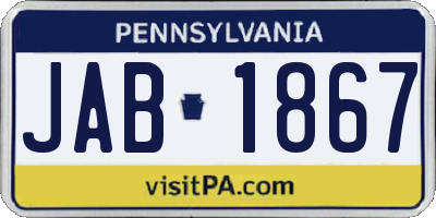 PA license plate JAB1867