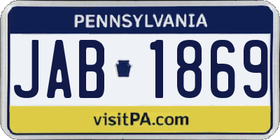 PA license plate JAB1869