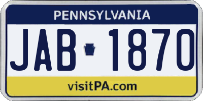 PA license plate JAB1870