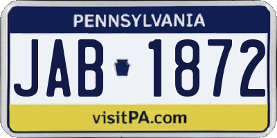 PA license plate JAB1872