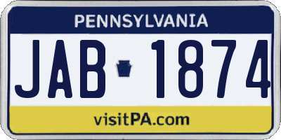 PA license plate JAB1874