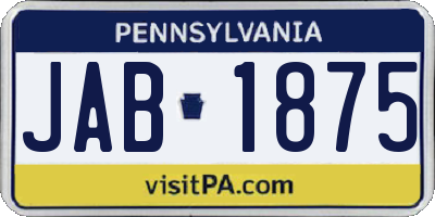 PA license plate JAB1875