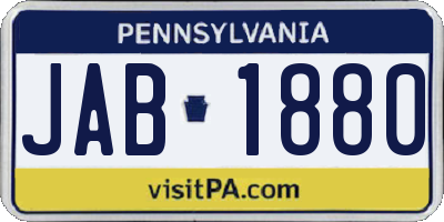 PA license plate JAB1880