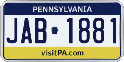 PA license plate JAB1881