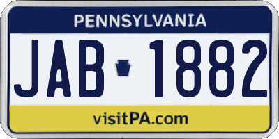 PA license plate JAB1882